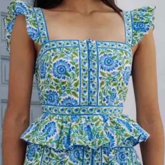 NWT Tuckernuck Pink City Prints Peacock Border Freya Top. Small - Picture 2 of 3